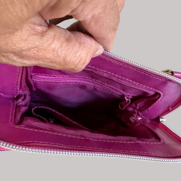 Y2K Britney Spears  Fuchsia Faux Leather Quilted Clutch Bag  With Silver Zipper - Picture 5 of 10